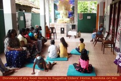 Offering dry food and sanitary ware for the benefit of the elderly at the Sugatha Elderly Home, Bentota, Galle.